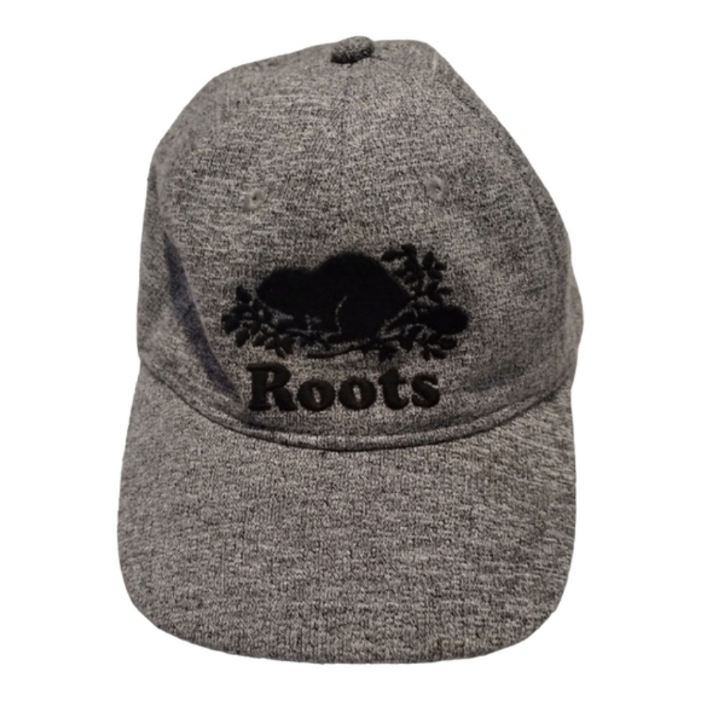 Roots Kids Adjustable Hat Baseball Cap Printed Logo Beaver Black Grey Youth‎ S/M